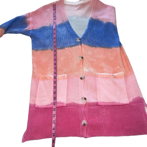 Colorful Distressed Button Long Fall Cardigan - Picture 7 of 11